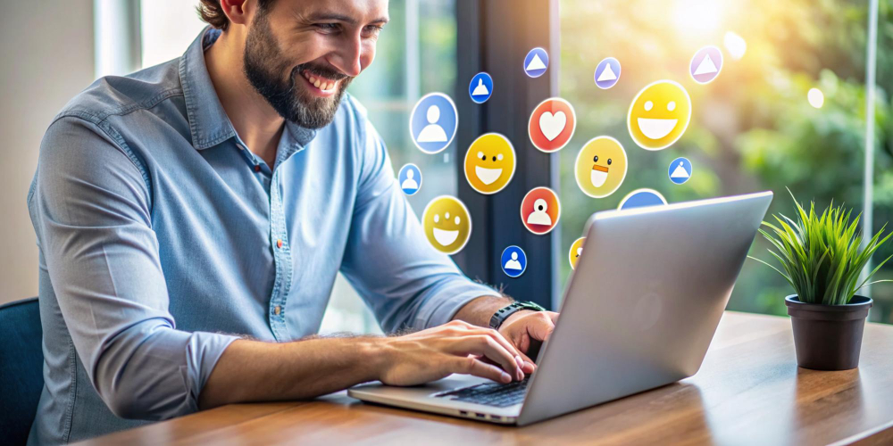 Business owner interacting with followers and engaging on social media to increase brand loyalty.